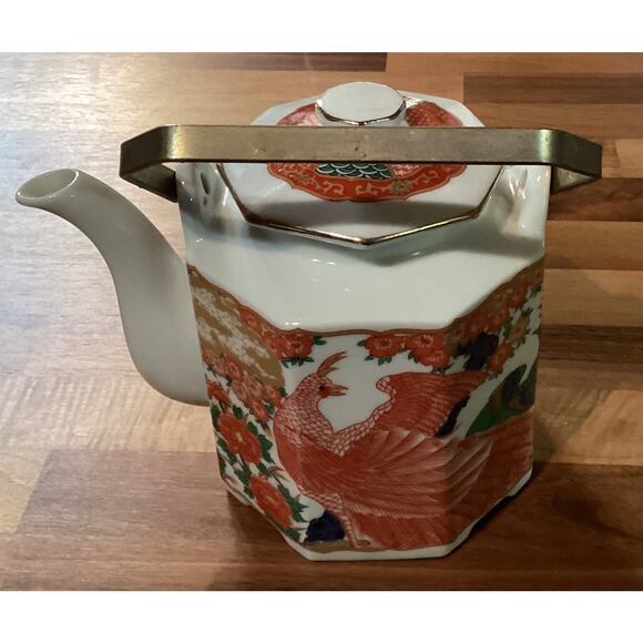 Japanese Arita By Imari Peacock FINE CHINA Teapot - Picture 3 of 9